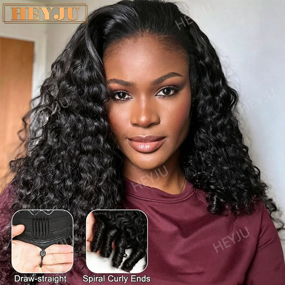 Burmese Curly Human Hair Wig Ready to Wear 3 IN 1 Half Wig With Drawstring 30 36Inch Half Wig Brazilian Glueless Wig Human Hair
