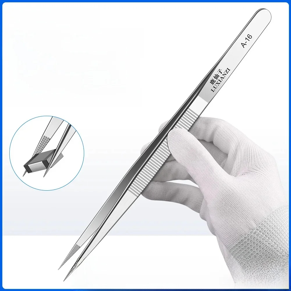 LUXIANZI – pincettes de précision en acier inoxydable, outils manuels de bricolage pour la réparation de téléphones électroniques, pincettes industrielles antistatiques ESD