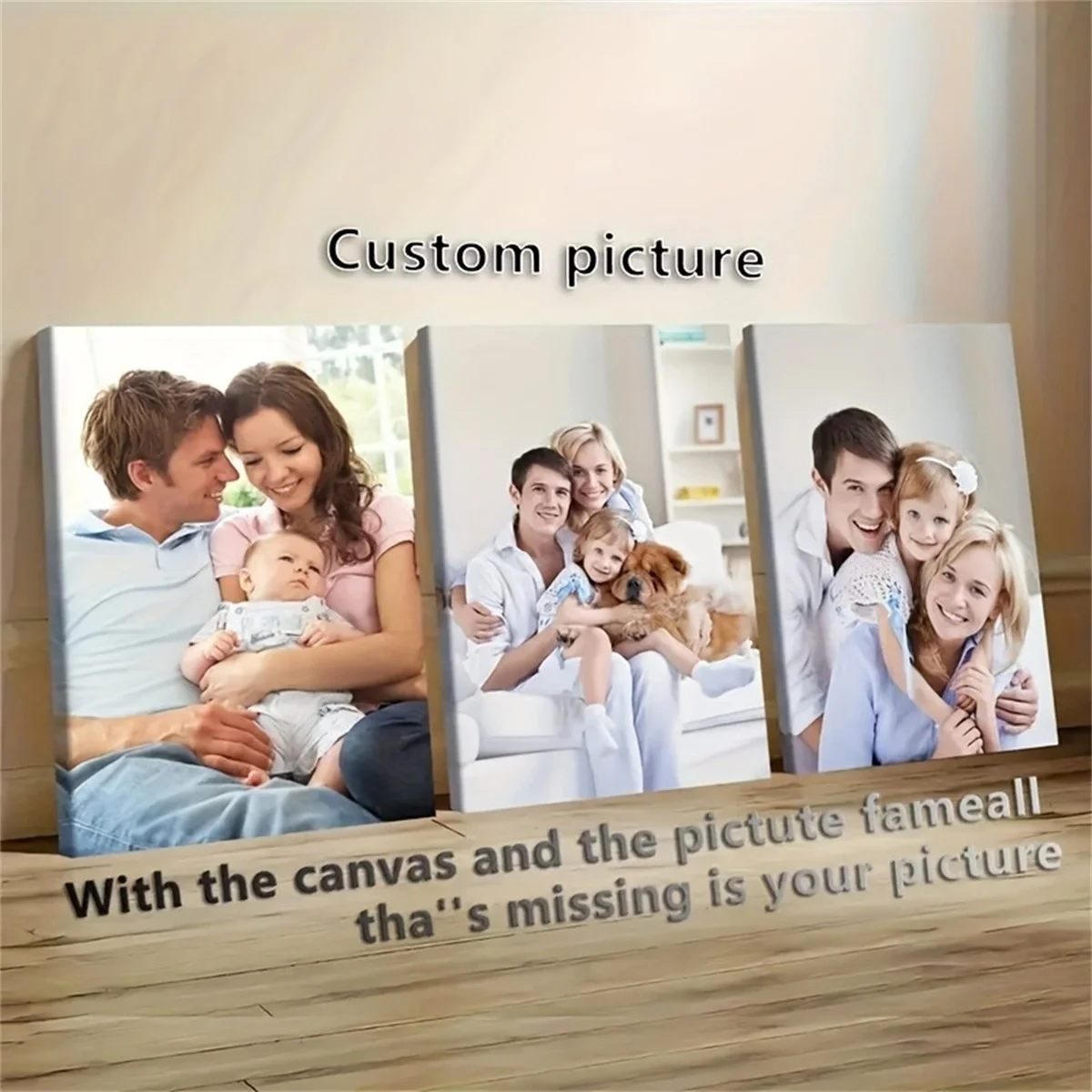 Set of 3 Customizable Canvas Art Prints — Personalized Photos, High-Quality Customization, A Unique and Ideal Personalized Gift