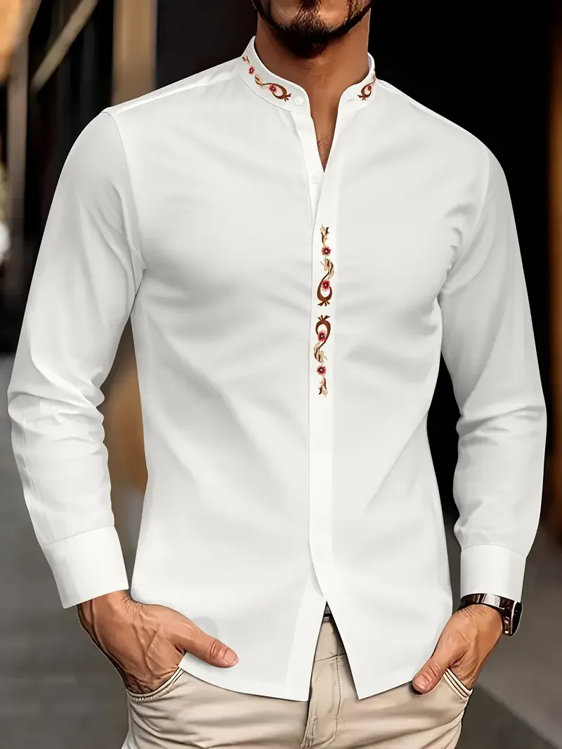 

New men's simple and elegant shirt in multiple colors. The fabric is comfortable and suitable for office banquets.
