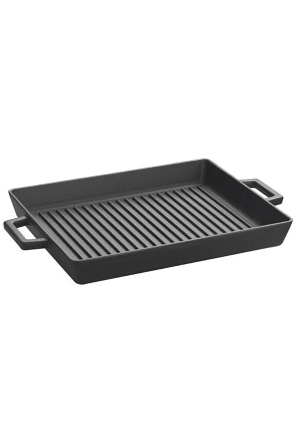 

Lava Cast Rectangular Grill Pan with Cast Iron Monolithic Double Handled Size 26x32cm Base Thickness Is 5mm, edge Is 4 Mm.