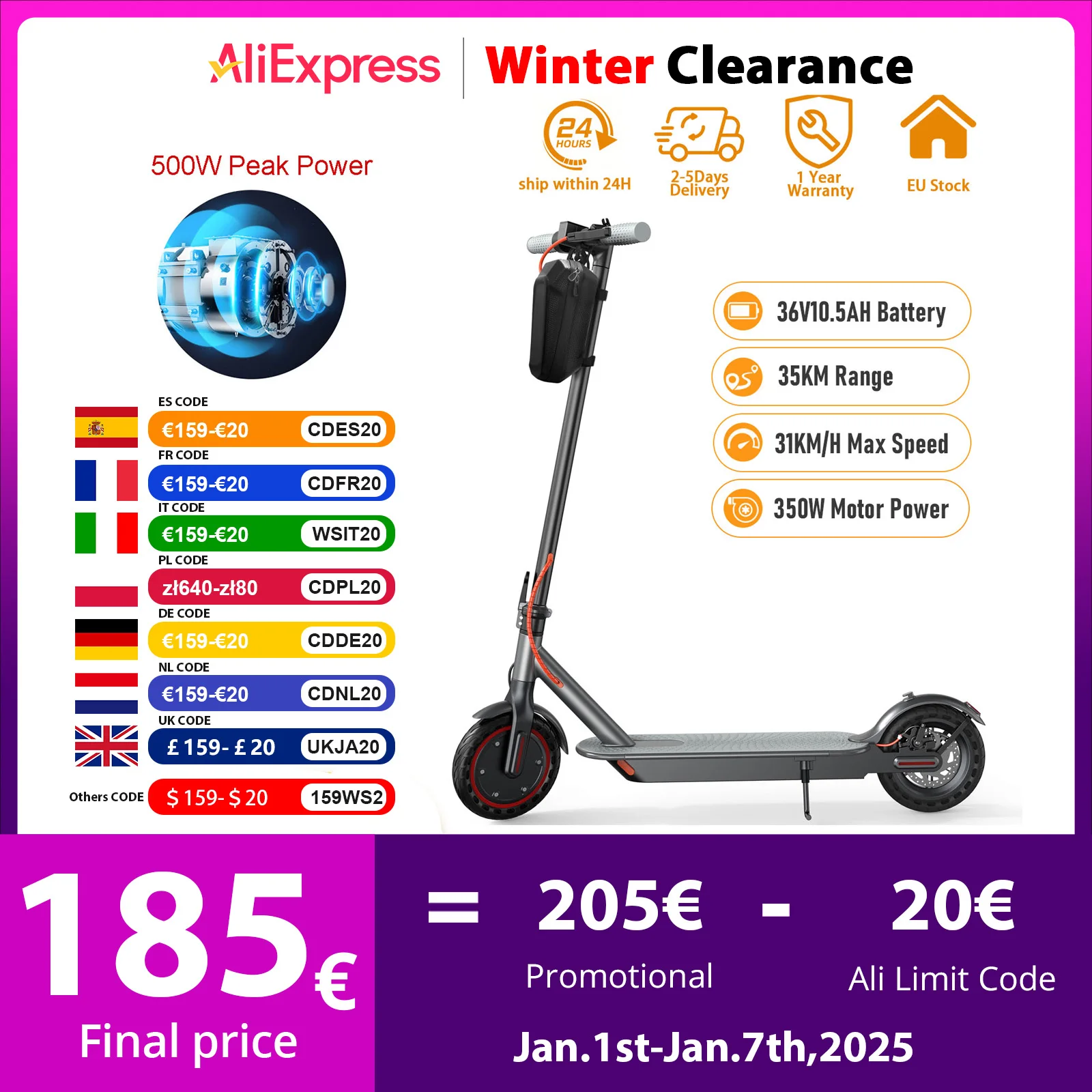 2024 New JUICEASE M365 Pro 500W Electric Scooter IP65 Waterproof 8.5 Inch Solid Anti-Skid Electric Kick Scooter Europe Warehouse