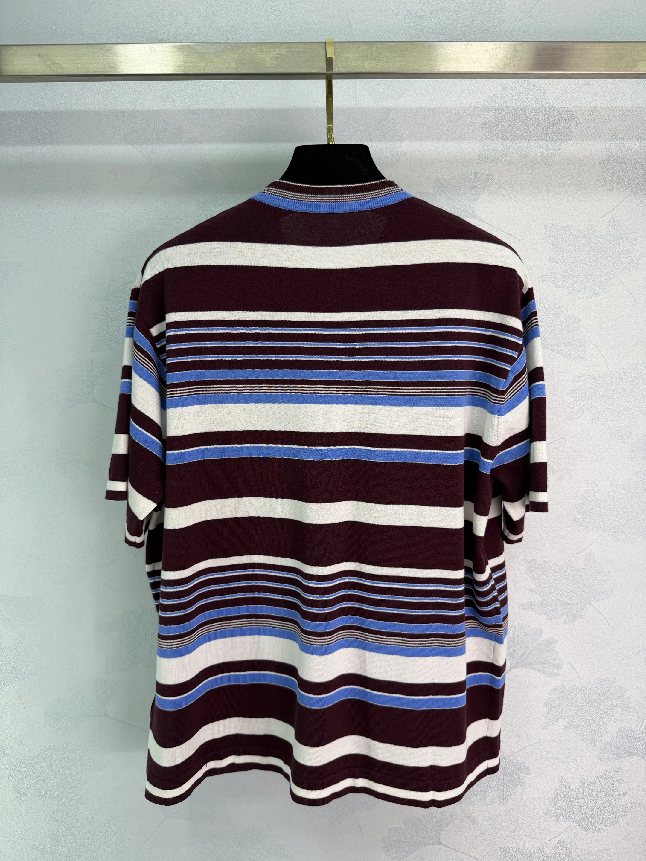 

2026 New Fashion Spring Vintage Color Block Slimming O-Neck Striped Half Sleeve for Women High Quality