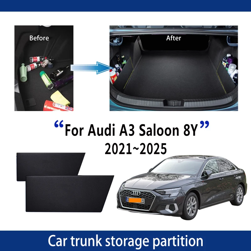 

For Audi A3 L 8Y 2021~2025 2022 Upgrade Thickening Trunk Storage Partition Multifunction Storage Box Auto Interior Accessories