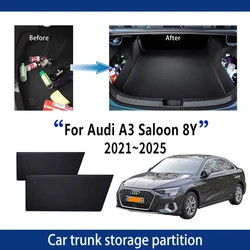For Audi A3 L 8Y 2021~2025 2022 Upgrade Thickening Trunk Storage Partition Multifunction Storage Box Auto Interior Accessories