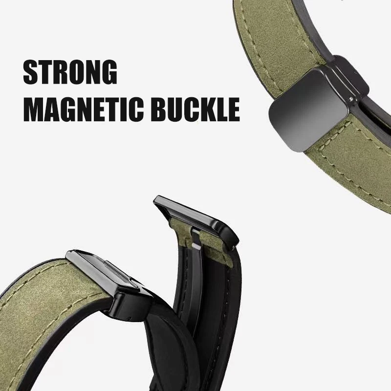 20mm 22mm Leather Strap for Samsung Galaxy Watch5 Pro 45mm 4 6 Classic 42mm 46mm Huawei GT4 3 2 3 Magnetic Buckle Soft Band image 5