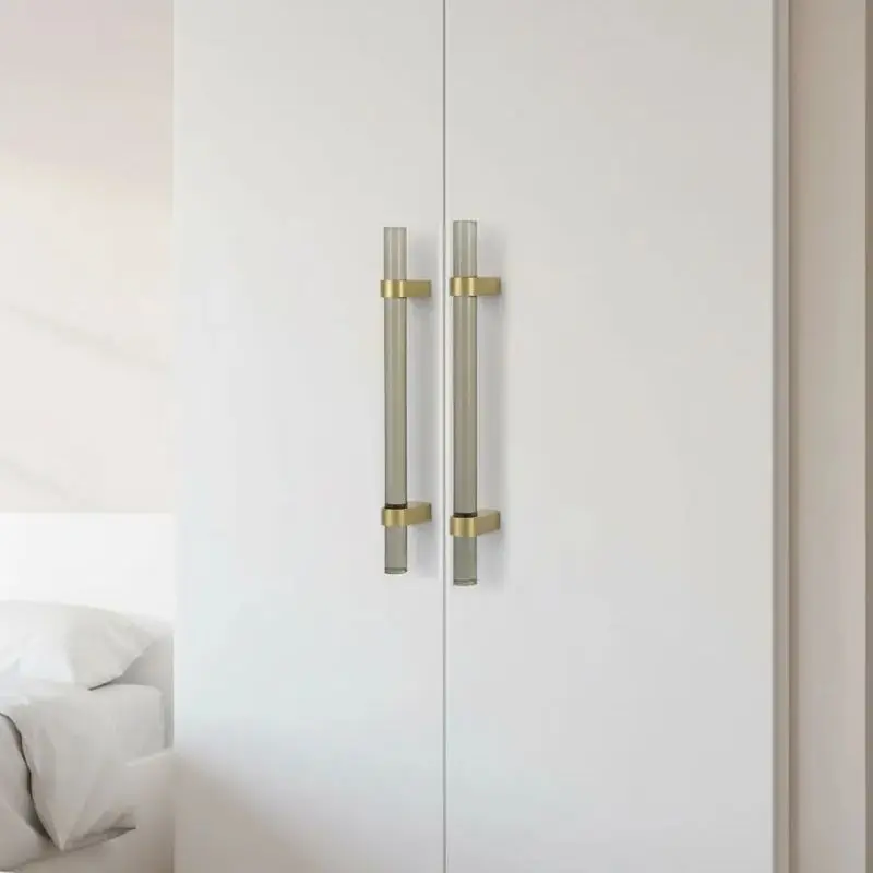 Acrylic Handles for Cabinets and Drawers T Bar Bedroom Wardrobe Dresser Pulls Kitchen Cupboard Door Knobs Furniture Hardware