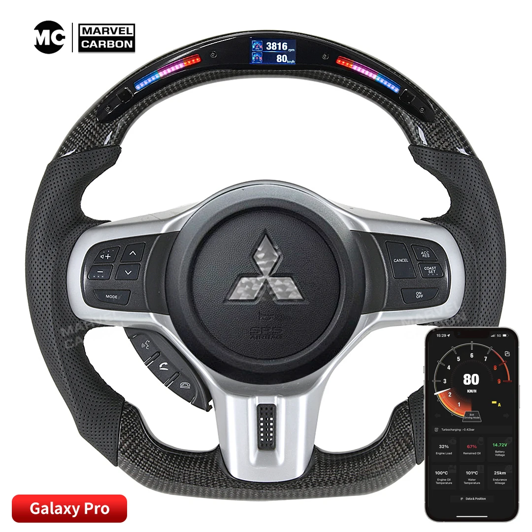 LED Performance Steering Wheel Display Compatible for mitsubishi  + 100% Real Carbon Fiber