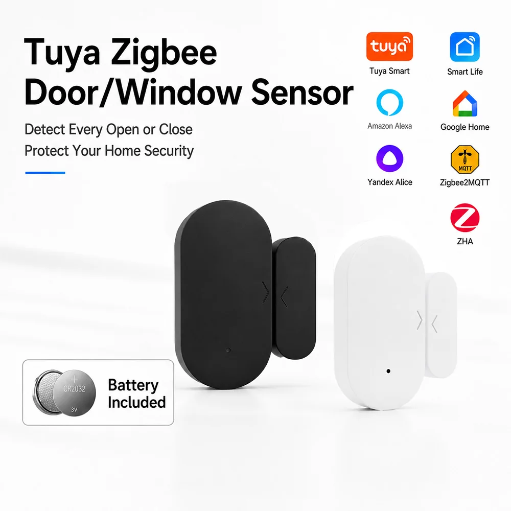 Tuya Zigbee 3.0 Mini Door Window Sensor Wireless Magnetic Contact Smart Home Security Alarm Smart Life Alexa Yandex Zigbee2MQTT