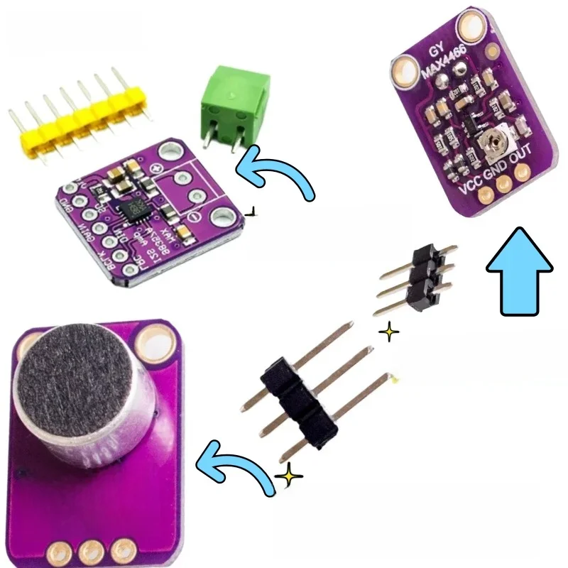 MAX98357 MAX4466 MAX9814 Wzmacniacz mikrofonowy elektretowy Stabilny moduł wzmacniacza audio MAX9814 Obsługa ESP32 Raspberry Pi — zdjęcie produktu 7