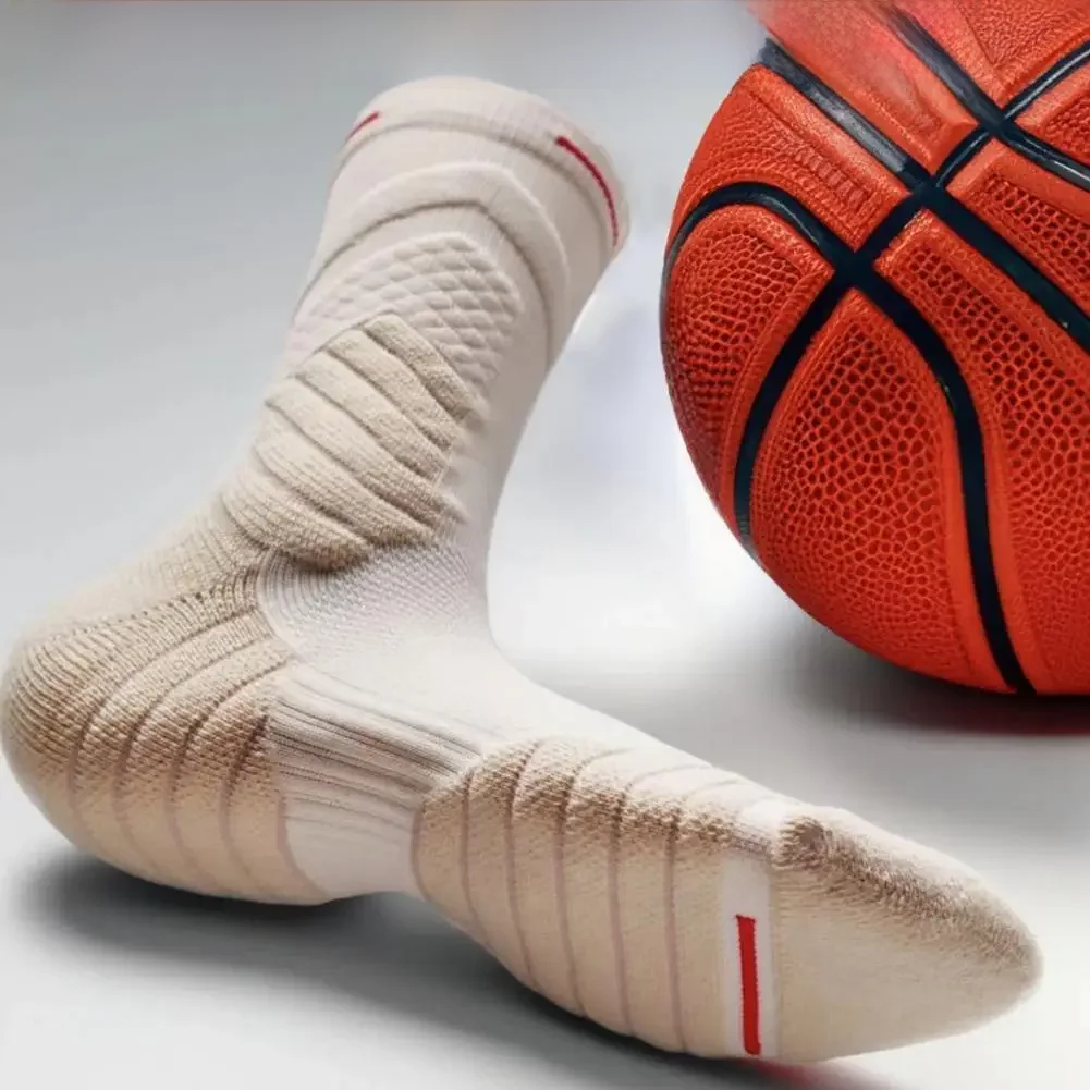 1 paire de chaussettes de basket-ball professionnelles, fond de serviette épais, chaussettes de sport d'entraînement de jeu, protection de la cheville, chaussettes antidérapantes