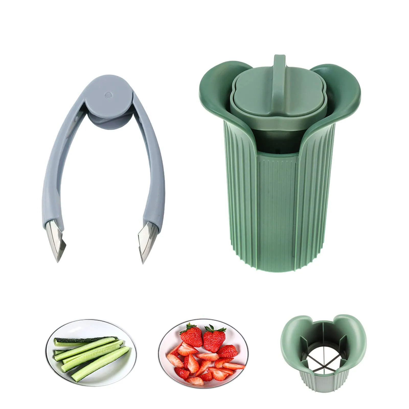 

Grape Cutter,Strawberry Slicer Cucumber Slicer, Strawberry Huller Stem Remover and Strawberry Slicer Set, Cherry Tomato Slicer f