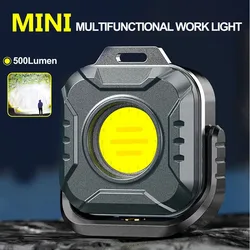 Mini Powerful LED Work Light with Magnetic Function COB Keychain Outdoor Walkaround Camping Super Bright Emergency Overhaul Lamp