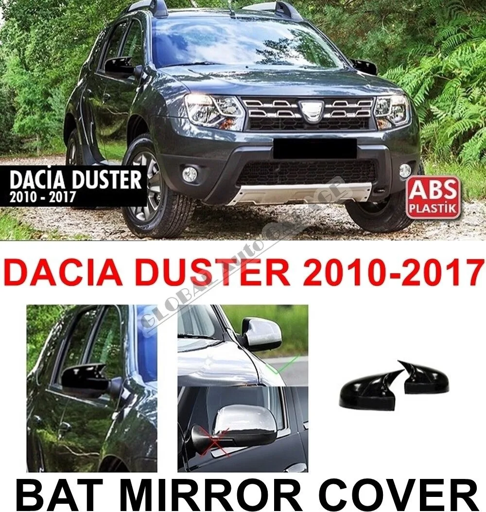 Bat Mirror Cover For Vw Dacia Duster 2010-2017 Glossy Piano Black 2 PCS Wing Car Antenna Auto Universal Roof Rack ABS Plastic