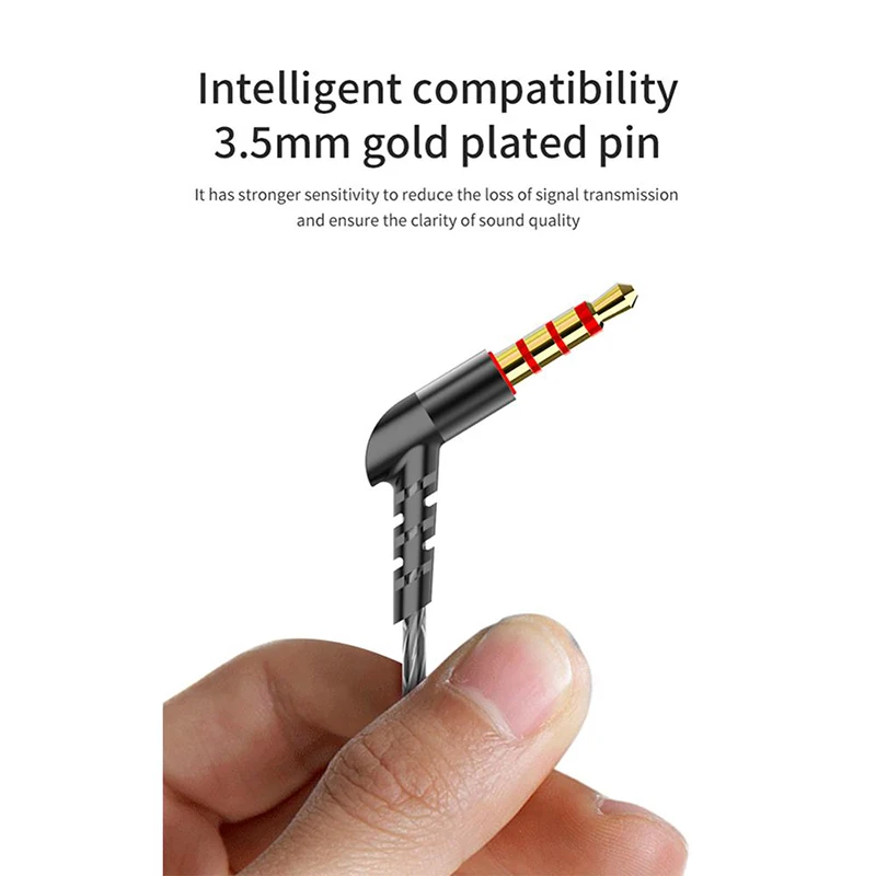 Vaollo-ビデオゲームヘッドセット,3.5mmジャック,110度,スポーツ,song,ライブHi-Fi,サブウーファー,マイク付き有線イヤフォン