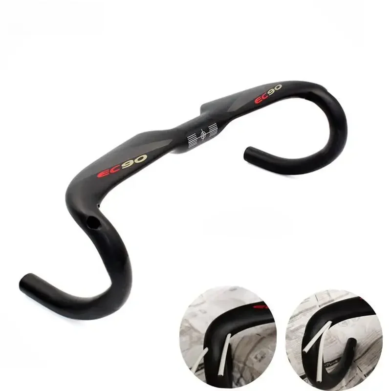 AliExpress 2023 New EC90 Full Carbon Bicycle Handlebar Road Bike Handlebar Stem Handle playing UD Matte Carbon Handlebar 400/420/440mm