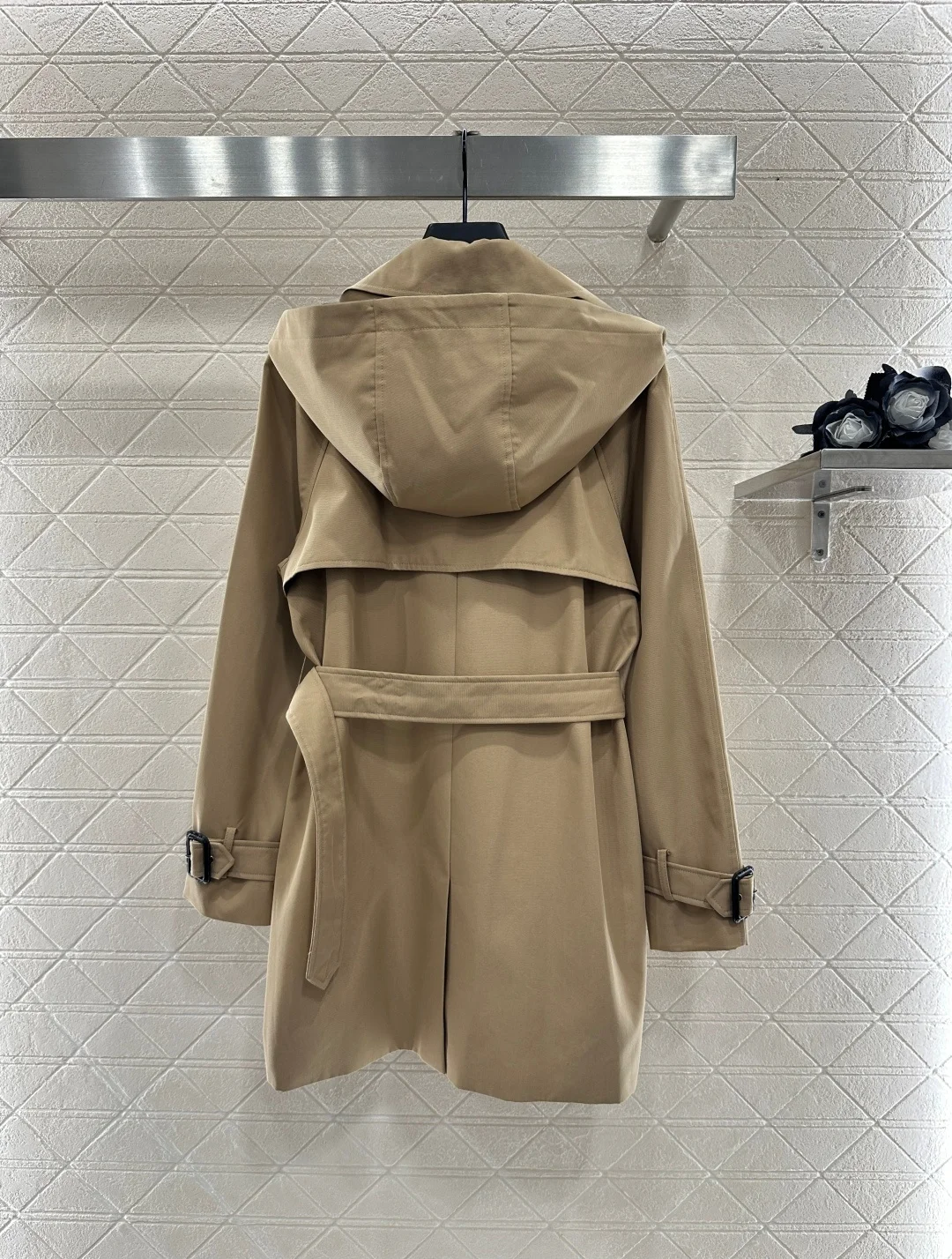 

High quality autumn and winter women's lapel waist waistband windbreaker jacket SU95