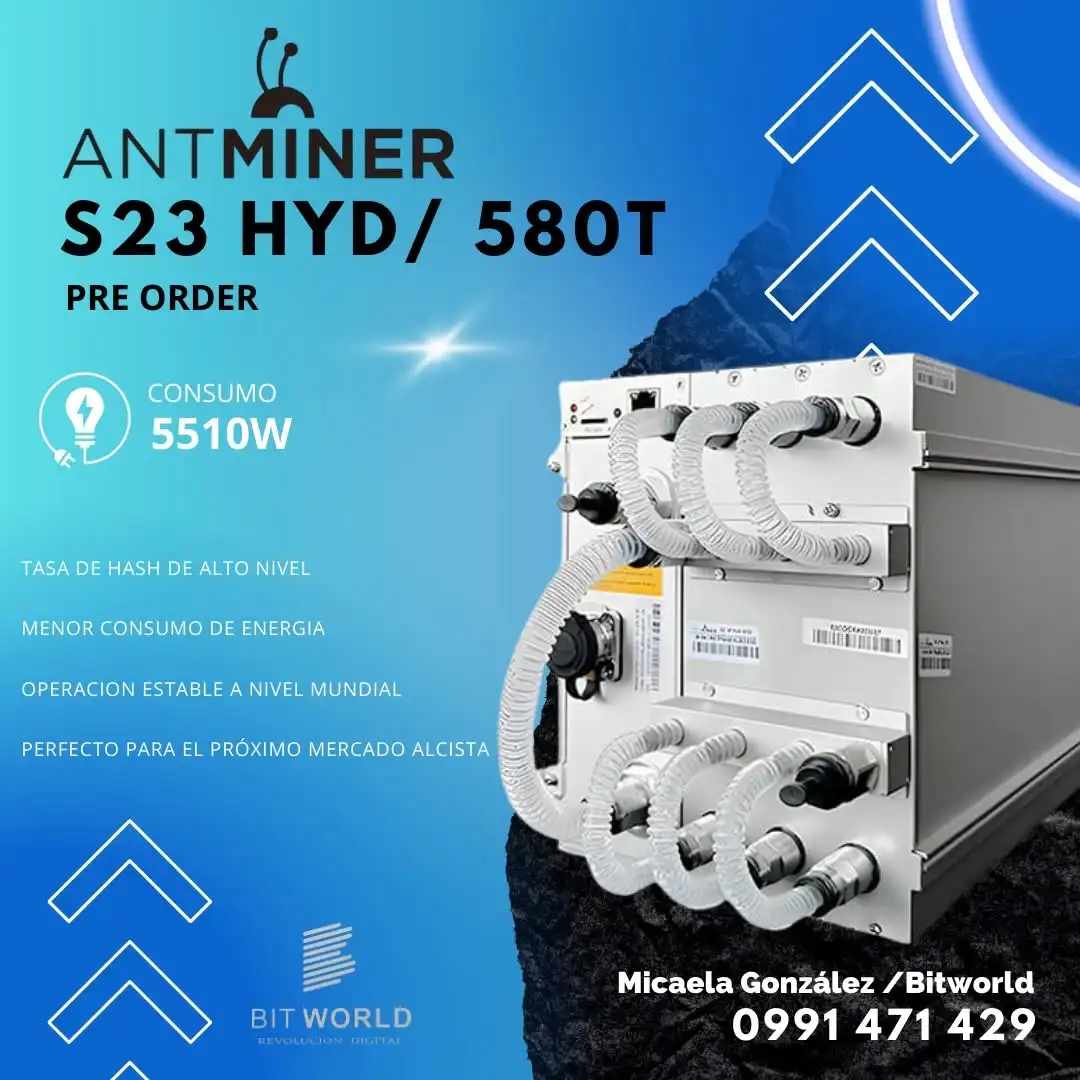 

GO _ GOOD DEAL _ Bitmain Antminer S23 Hyd 580TH/s 5510W SHA-256 Bitcoin Miner — Hydro Cooling BTC/BCH/BSV ASIC Mining Machine,