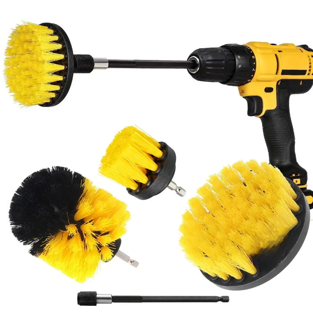 Ensemble de fixation de brosse de forage, épurateur électrique, brosses de nettoyage, Kit d'outils avec Extension pour nettoyer les pneus de roues de voiture, fenêtres en verre