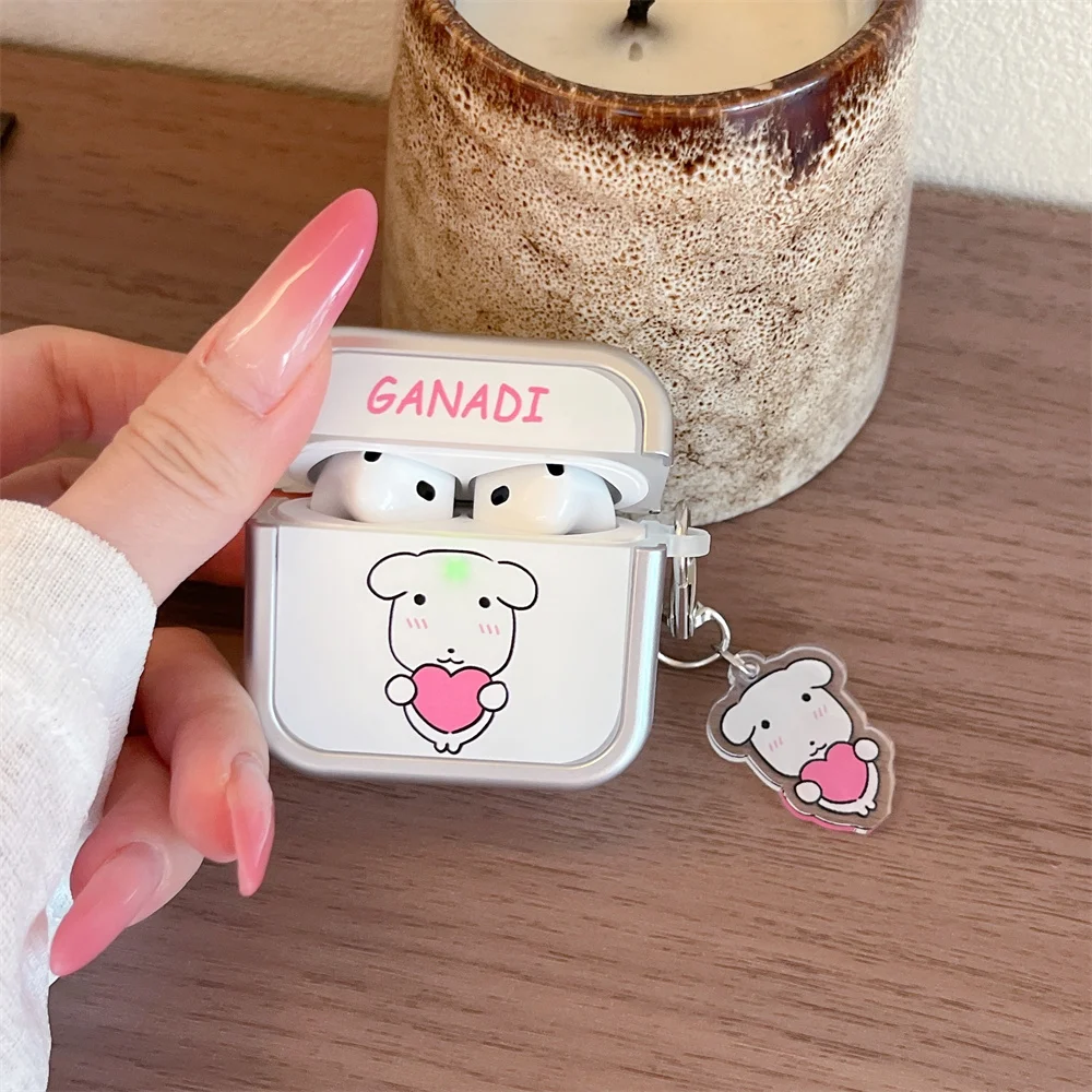 

Cute Puppy Electroplated Earphone case Shockproof cover for Apple Airpods 2 3 4 cover with charm for Pro3 Pro2 4 Headphone Case