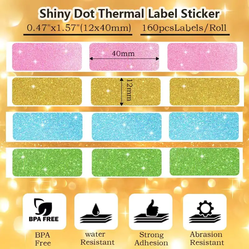1PK Thermal Paper Self Adhesive Sticker for Marklife P15 P12 P11 D30 Q30 Label Printer Mulity Colors Sizes 14*20mm 15*30mm 15*50