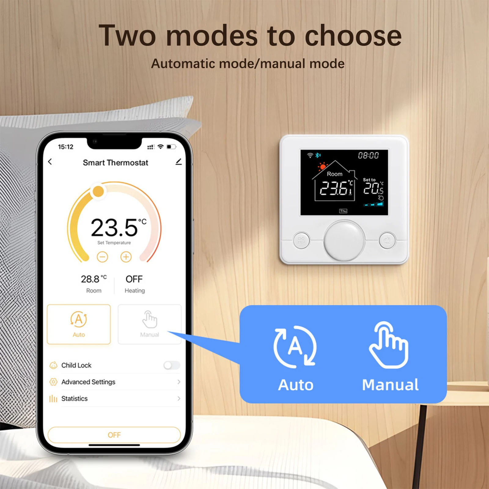 Qiumi Wireless Programmable Room Thermostat for Combi Boiler,Save Energy, Easy DIY Installation Works With  Alexa and Googlehome