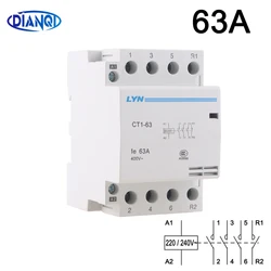 CT1-63 AC contactor 3NO+1NC 220V Coil 50/60HZ Din Rail 4p pole 3 normally open 4 normally closed