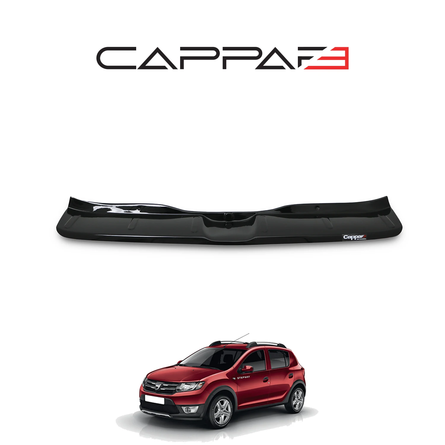 

For Dacia Sandero 2012 To 2020 Compatible Rear Bumper Sill Protection Glossy Black -- Diffuser Spoiler Front Lip Hood Tail Light