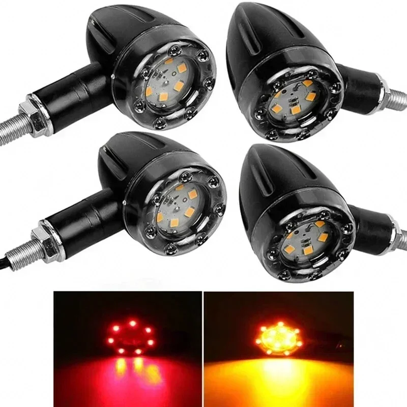 AliExpress Universal Fit Motorcycle Tail Lights - 2PC LED Bulbs (Red Brake & Amber Turn Signal) for Bike Accessories
