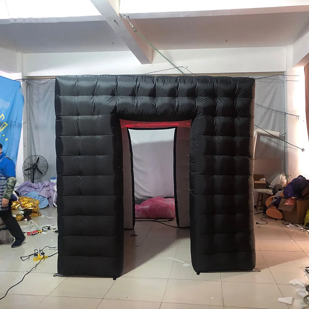 خيمة كابينة تصوير عملاقة قابلة للنفخ مع أضواء تغيير لون خلفية مناسبة للحفلات ومحطة سيلفي قابلة للتخصيص لترويج حفلات الزفاف #3