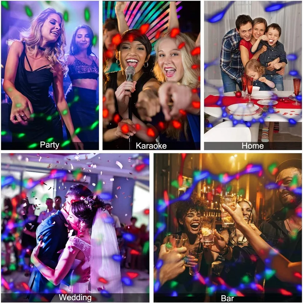 LED Disco Ball Stage Disco Light Rotating Lantern DJ Strobe Sound Control RGB Christmas Gift Party Club Decoration