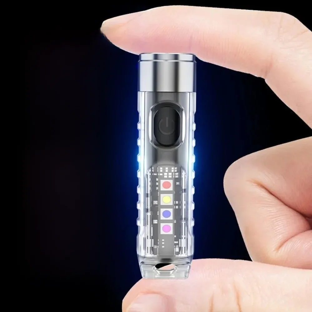 Mini lampe de poche porte-clés rechargeable, 1 pièce, avec 10 modes et base magnétique, idéale pour le camping et les activités de plein air