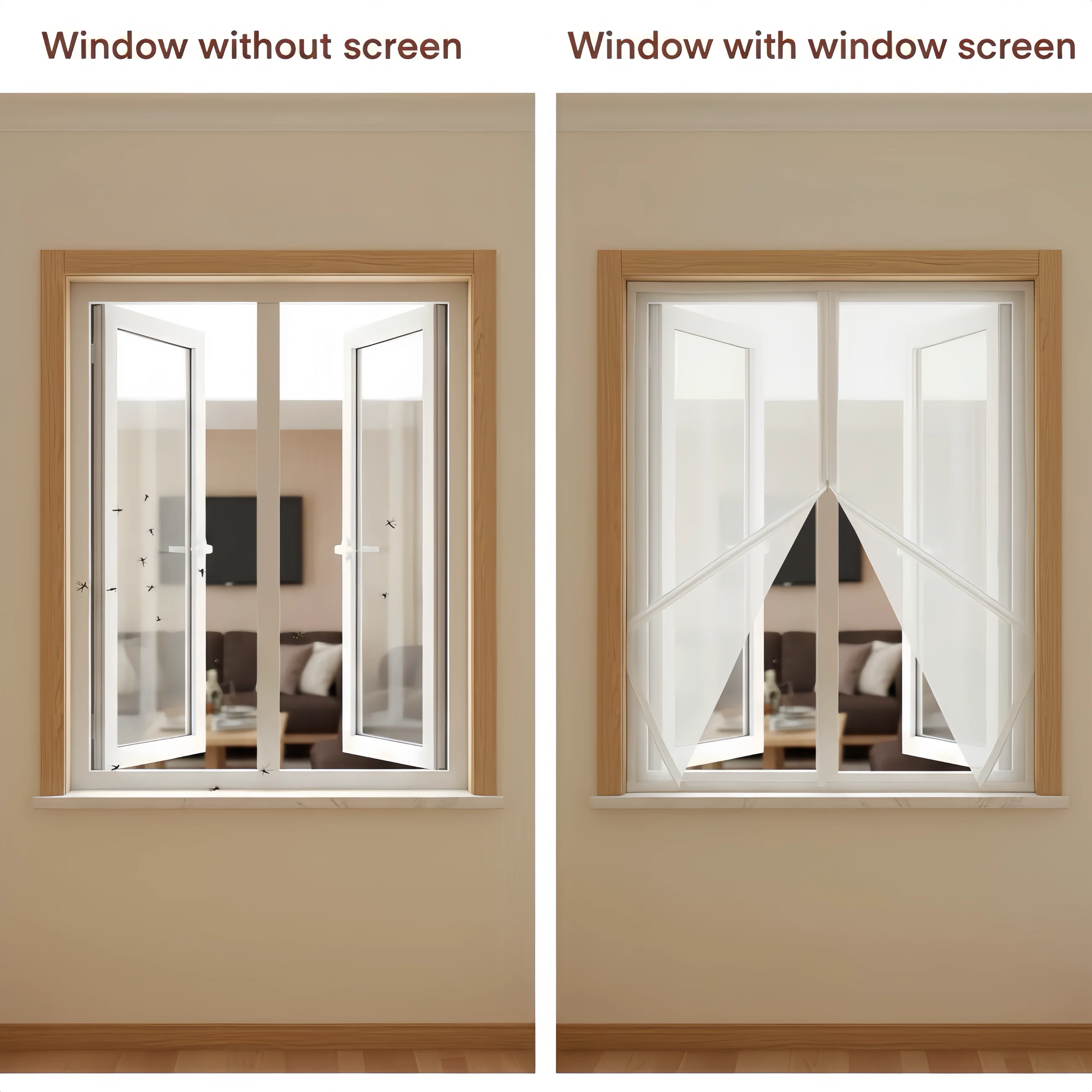 Custom Size White Fiberglass Window Screen Mesh - Self-adhesive Invisible Mosquito Net Tulle, Anti-Mosquito & Flies Protection