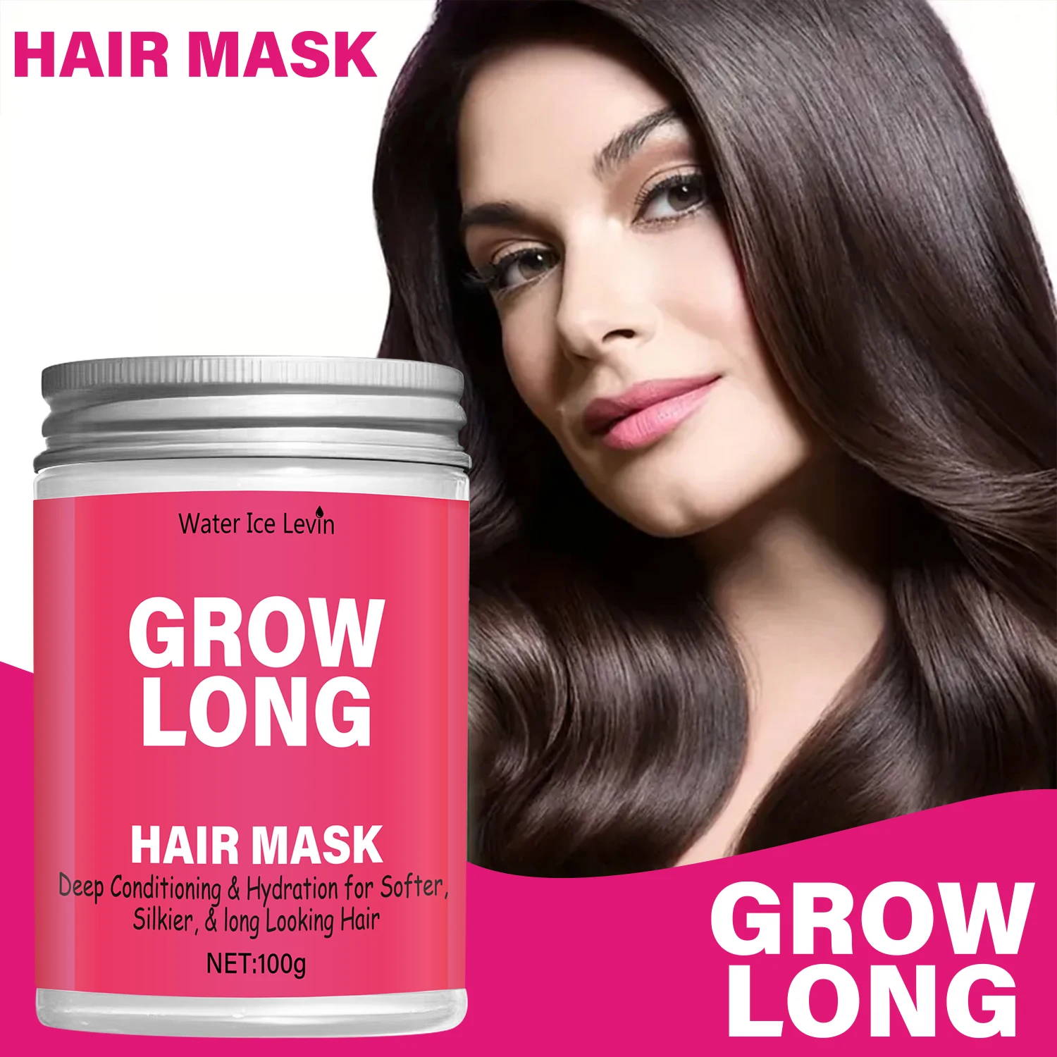 قناع تنمو الشعر الطويل - ترطيب مكثف عميق للشعر الناعم والحريري، يكتشف أقفال أطول المظهر، شبكة 100 جرام