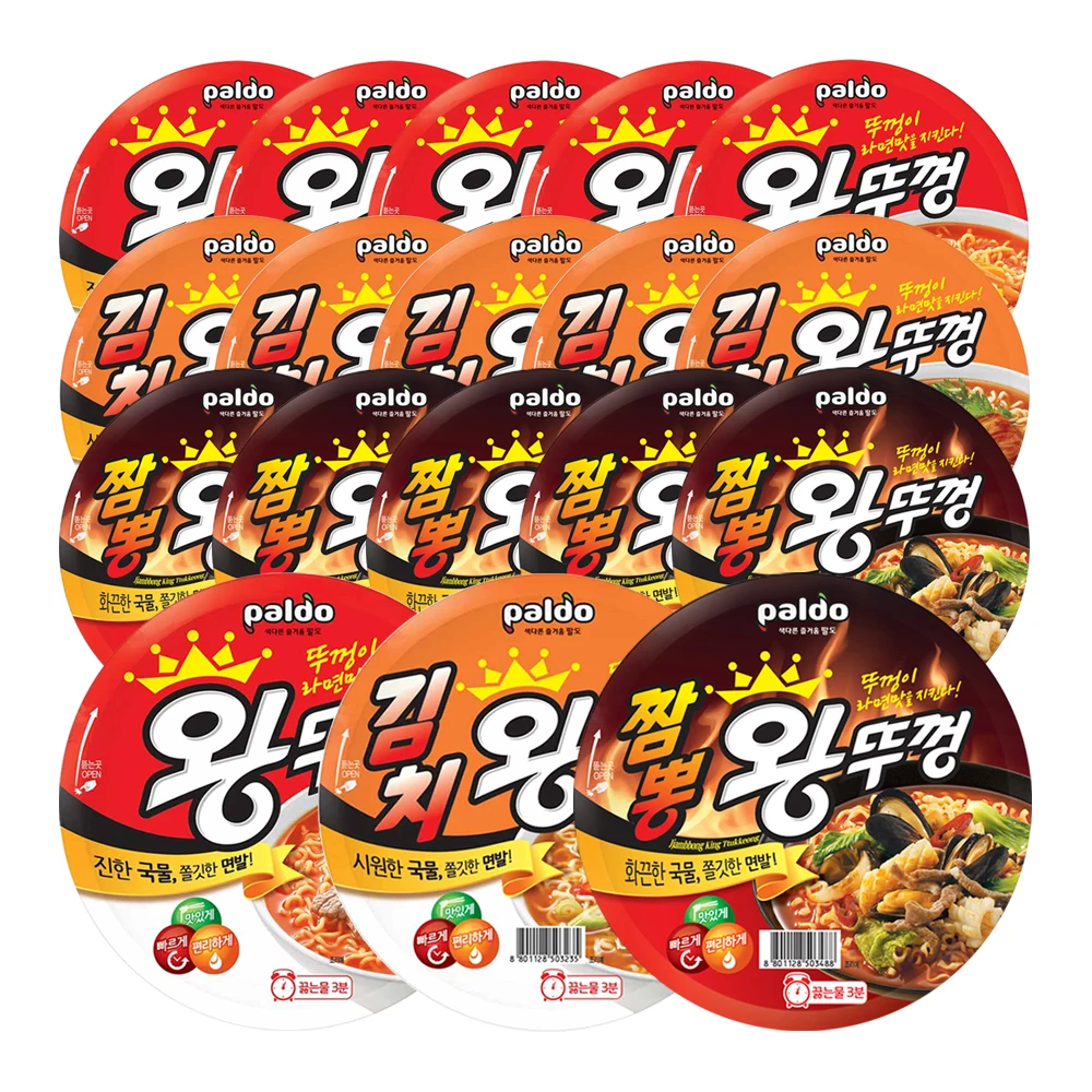 110g x 18 Paldo Cup Ramen Lid (6 original plus 6 kimchi plus 6 Champon)