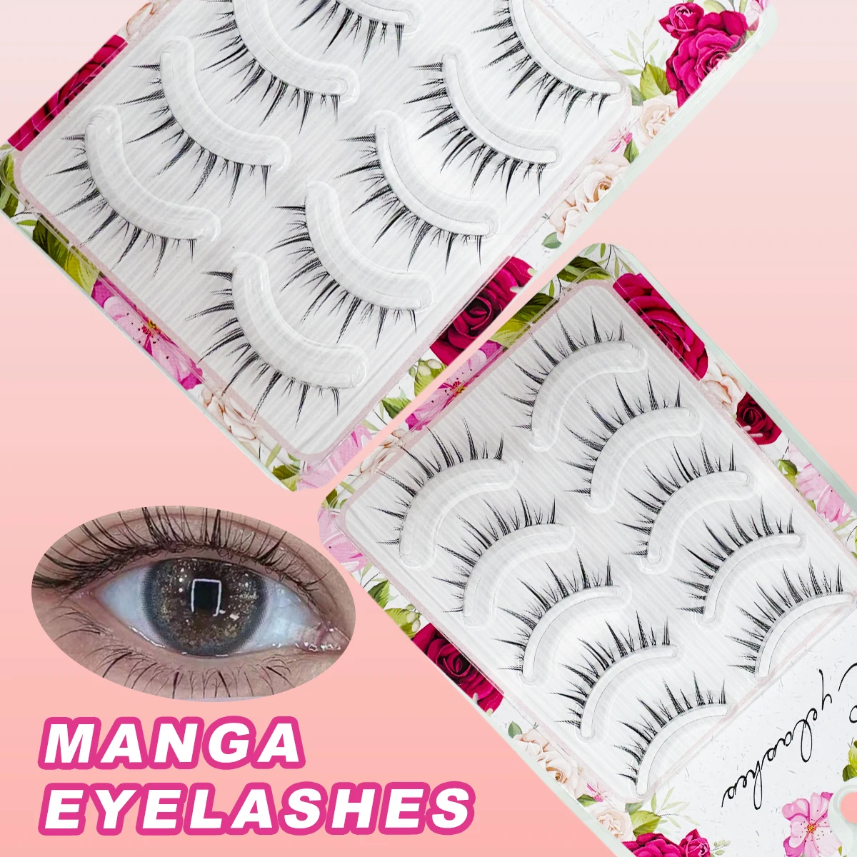 5 أزواج من الرموش الصناعية Kawaii ذات مظهر خرافي طبيعي ناعم وخفيف الوزن وشريط شفاف قابل لإعادة الاستخدام على طراز الرسوم المتحركة لرموش عيد الهالوين