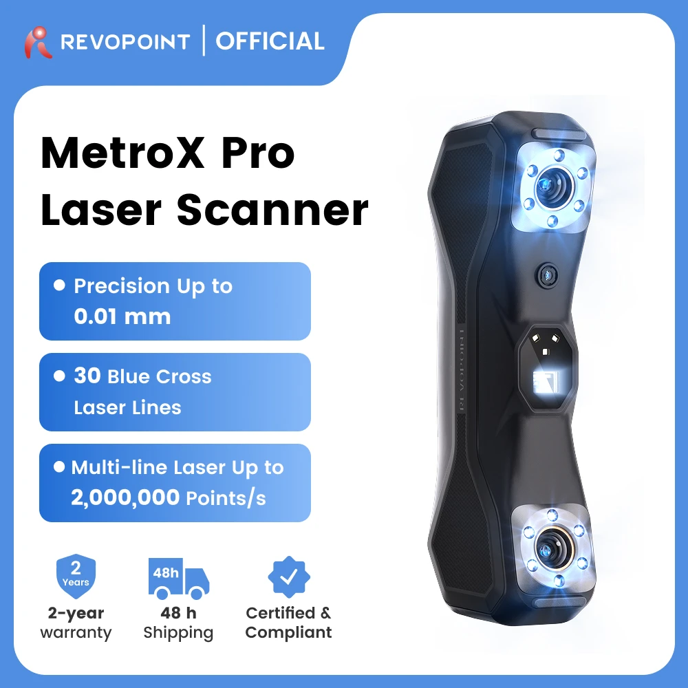 Revopoint MetroX Pro 3D Laser Scanner For 3D Print Full Color Scanning 30+15 Blue Laser Scanner For Reverse Engineering 3D Scan