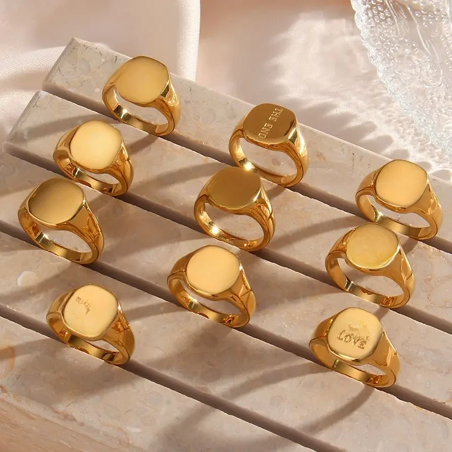 E. b. Belle Gravur Schmuck Geschenk minimalist ischen Buchstaben Wort quadratisch Edelstahl Ring