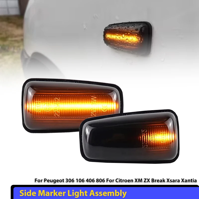 2x For Peugeot 306 106 406 806 LED Dynamic Turn Signal Side Marker Light For Expert Partner Citroen Berlingo Jumpy Saxo Xantia