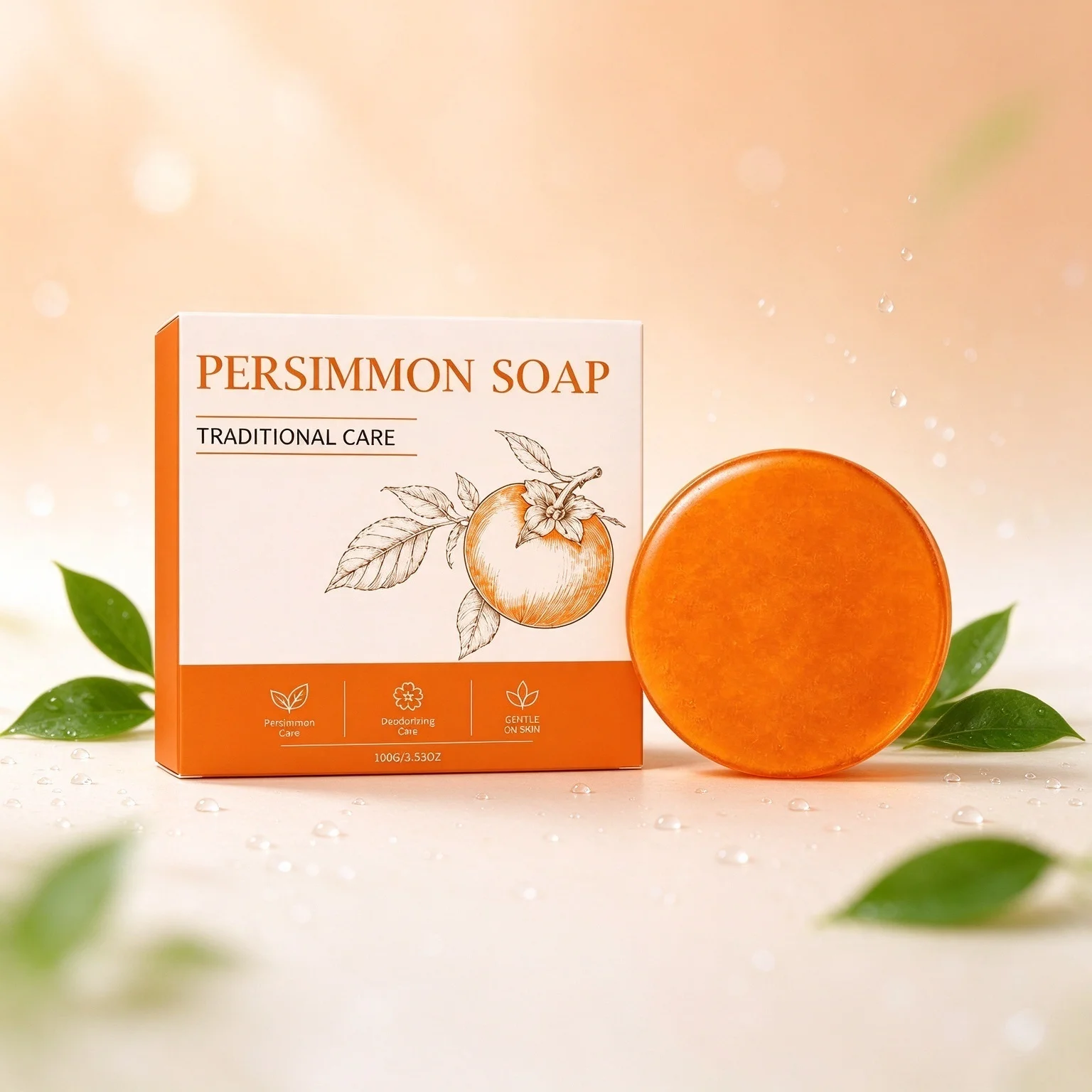 Persimmon Soap Purify Skin Reduce Unpleasant Body  Smell Mild Cleansing  Soften Rough Dry Skin Natural Body Cleansing  Soap 100g