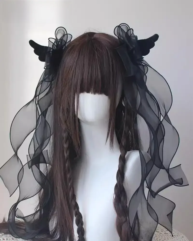 Pince à cheveux à gros nœud aile d'ange Y2K pour fille, Harajuku gothique, accessoires de sous-culture originaux, épingles à cheveux, Barrettes en épingle à cheveux