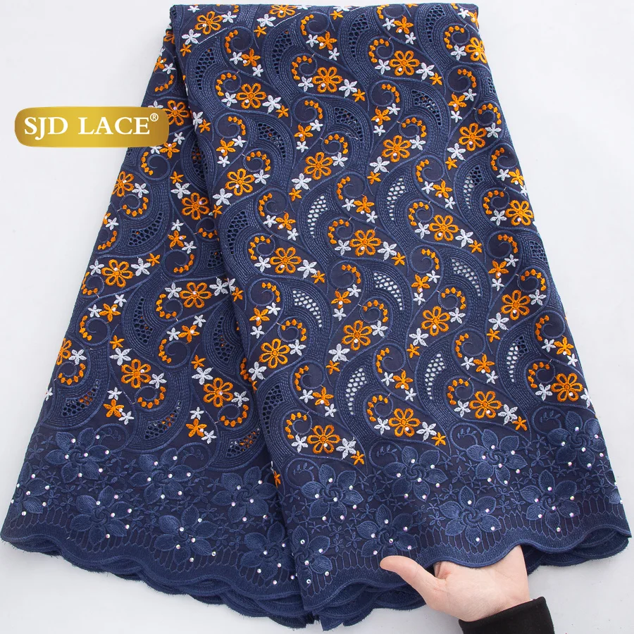 

Кружево SJD LACE: Нигерийские кружевные ткани, африканский хлопок, высококачественный швейцарский вуаль-кружево с камнями для женских свадебных и праздничных платьев, модель 4792