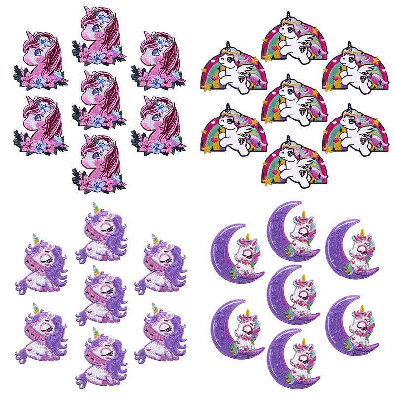 Prajna Wholesale 10PCS Cartoon Unicorn Embroidered Patches For Clothing Sticker DIY Patch For T-shirt Iron On Patches On Clothes