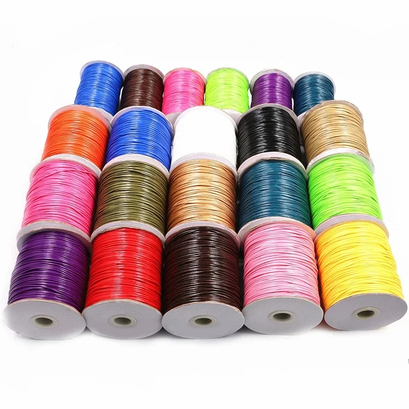 10 m/partia 15 kolor skóra linia woskowany przewód nici bawełniane pasek Strap naszyjnik liny do tworzenia biżuterii DIY bransoletka dostarcza — zdjęcie 2