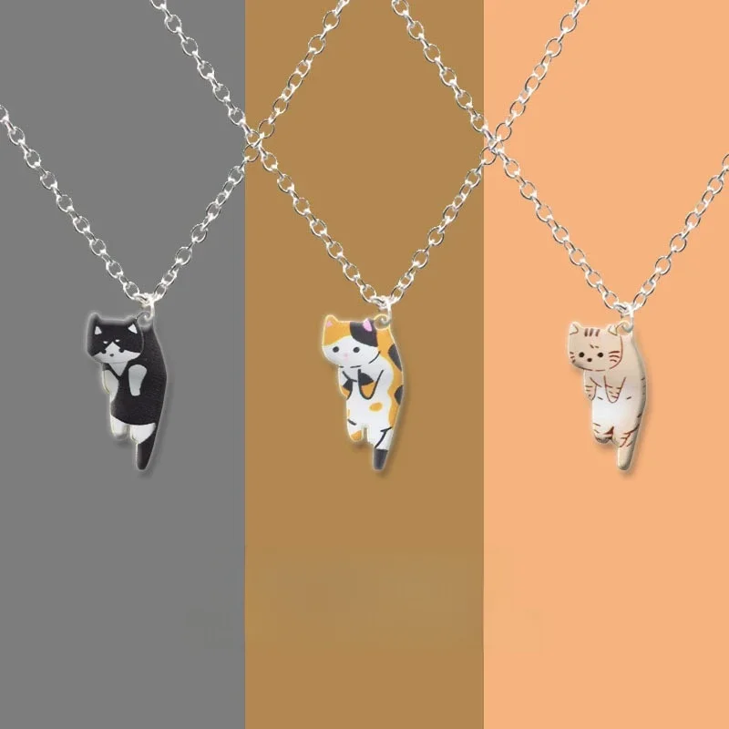 Collier avec pendentif chat mignon pour femmes et hommes, en Ă©mail exquis, chaton de dessin animĂ©, bijoux de fĂȘte, accessoires, cadeaux, nouvelle collection