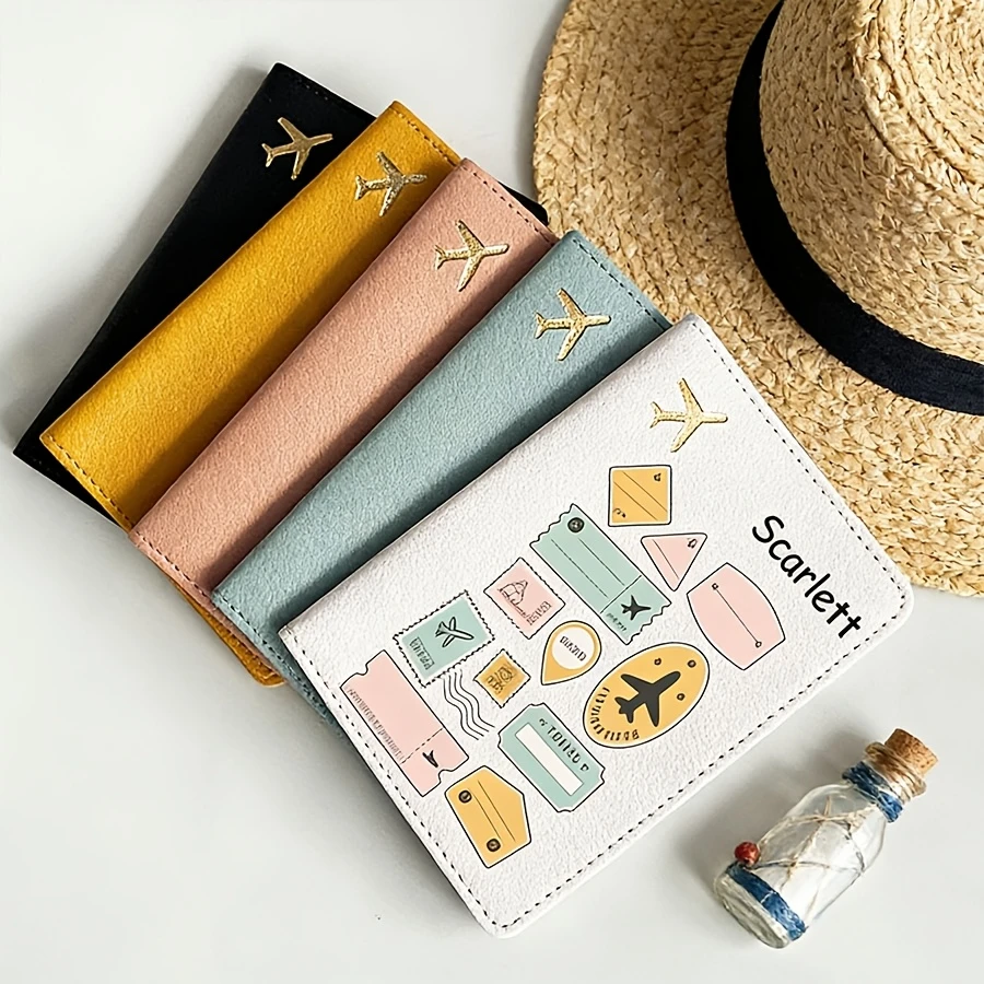 Custom Name & Initial Passport Holder Lightweight Travel Document Cover Stylish Premium Wallet for Business Vacation Air Travel