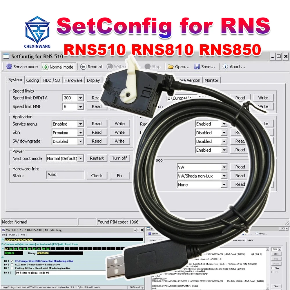 

SetConfig 2.8.1 & 2.5.1 for RNS Identify RNS510 RNS810 RNS850 Troublesome Units Erase NAND Memory Change PIN Code Obd2 Scanner