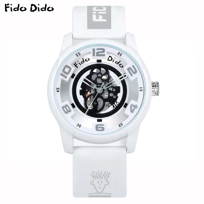 Fido Dido Couple Watches - 50M Waterproof Silicone Strap Luminous Dial & Rotating Gear Mechanical Style Sports Watch FD2317-935