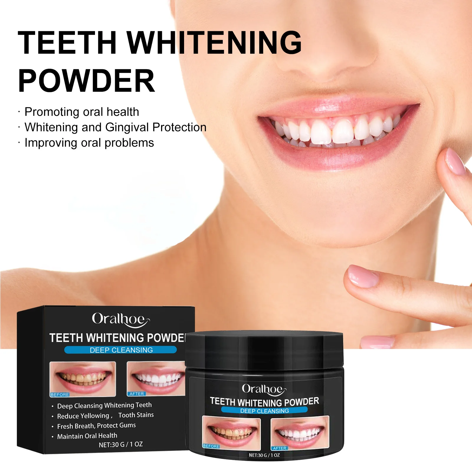 

Promoting Oral Health Gingival Protection Improving Oral Problems Natural Organic Activated Charcoal Teeth Whitening Powder