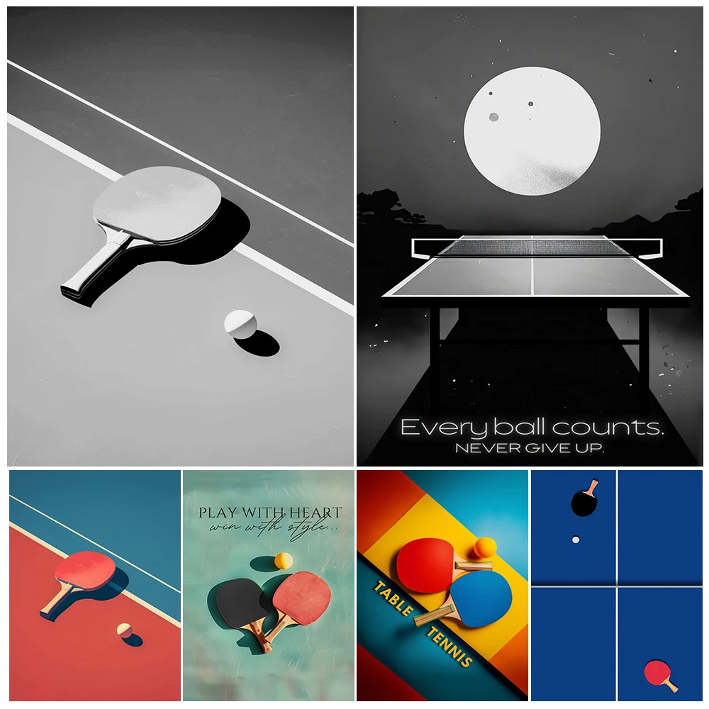 Minimalistic Table Tennis Wall Art Canvas Painting,Ping Pong Motivational Art Poster And Print,Home Decoration Unframed